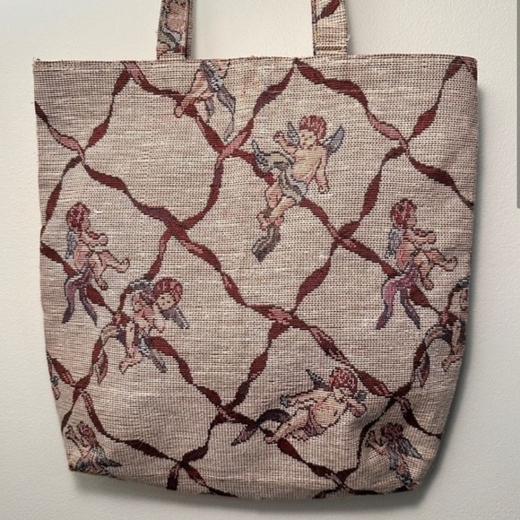 Cherub Vintage Angel Tanned Patterned Tote Bag - Picture 2 of 5